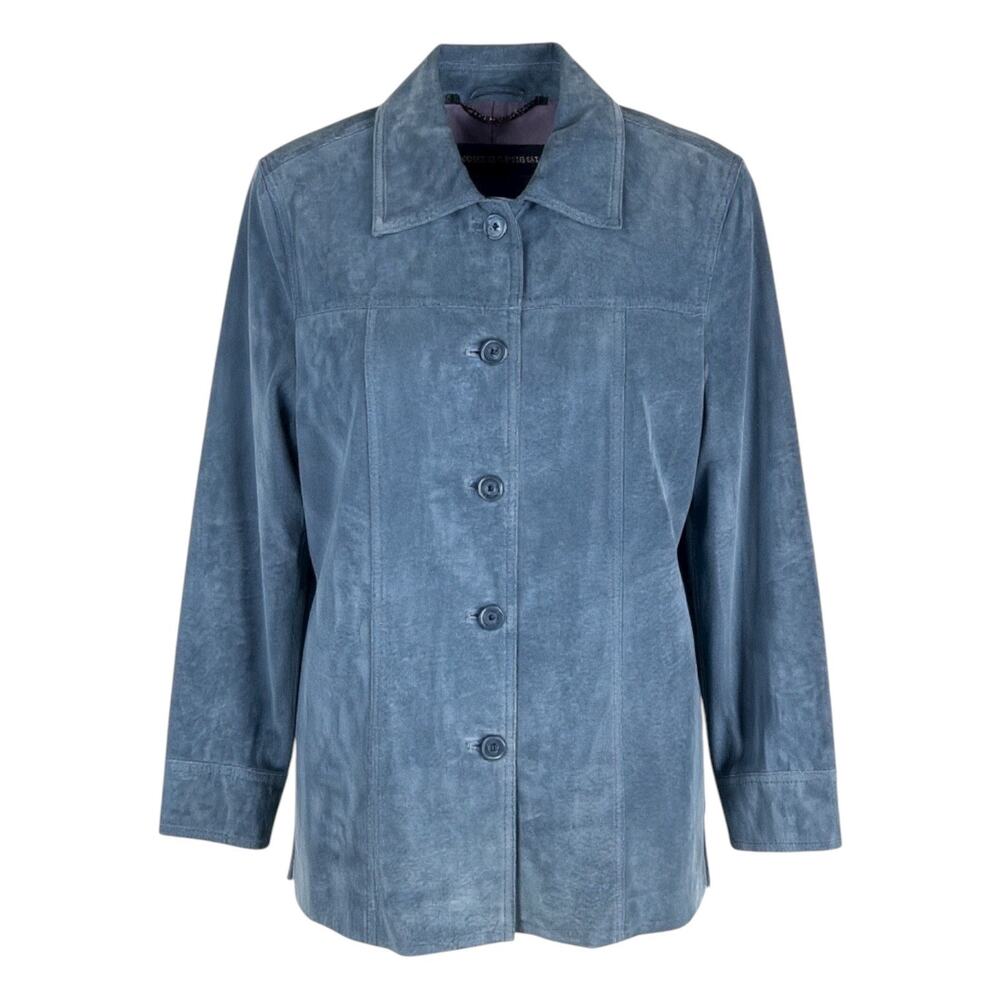 Classiques Entier Suede Jacket Button Front Vintage Blue Size L